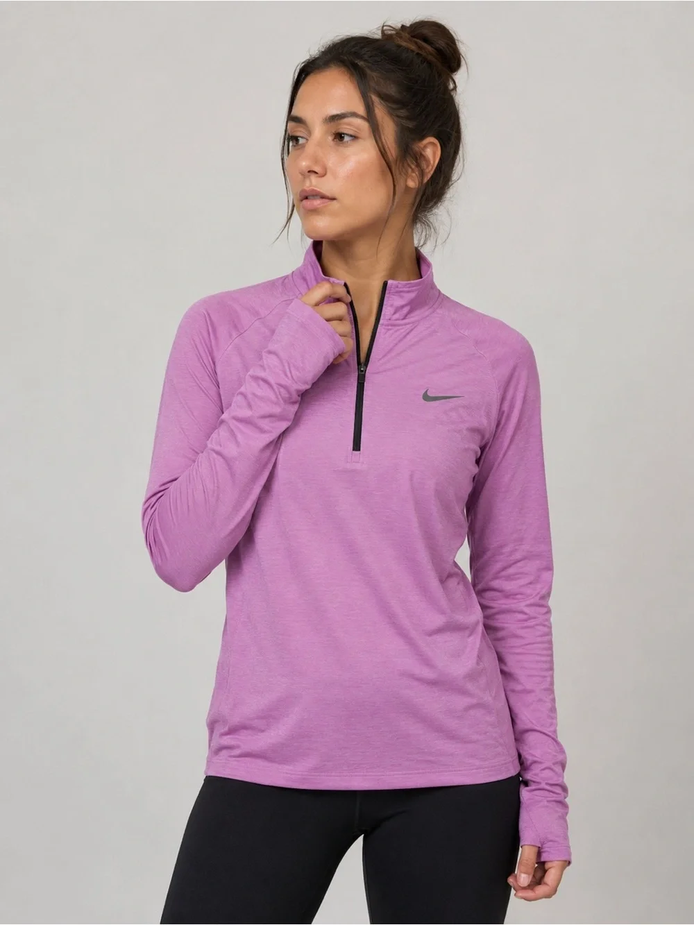 Nike Dri-FIT Lavender Quarter Zip Pullover Athletic Running Top Medium